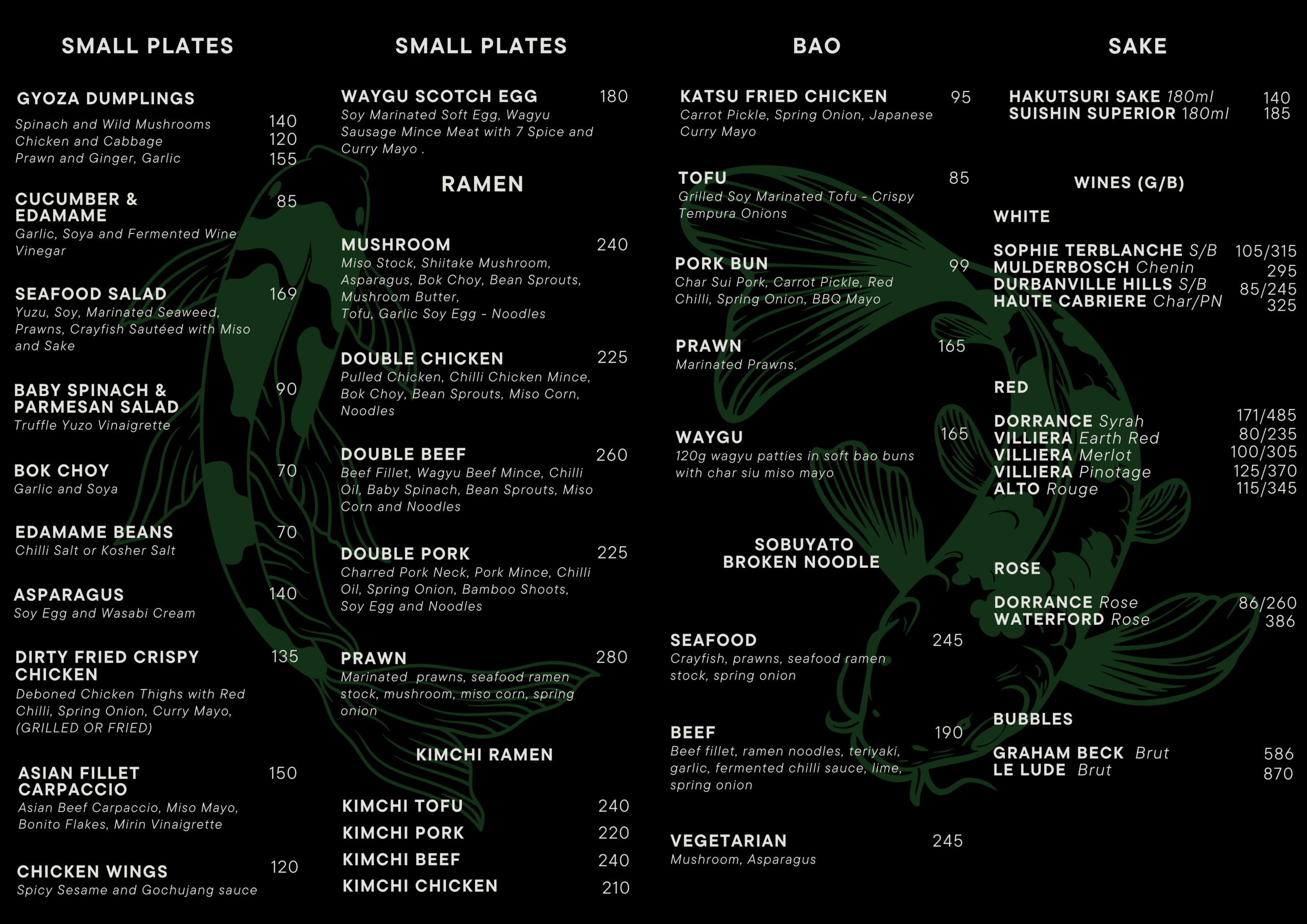 Kanji Food Menu